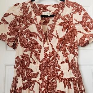 Anthropologie Sommerset Red and Cream Patterned Maxi Dress